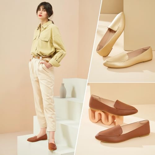Image of FINIWOR Loafers for Women Flats Shoes Women Pointed Toe Dress Shoes Comfortable Memory Foam Penny Loafers Slip On Shoes