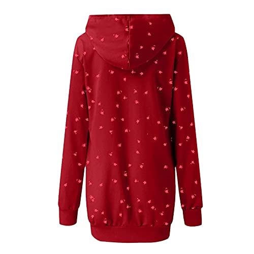 Luciava Vestido com capuz Merry Christmas Papai Noel estampado para mulheres, moletom com corte de P