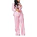 Elainone 2 Piece Outfits for Women Stripe Long Sleeve Button Down Shirt Wide Leg Pants with Pockets Breathable Summer Sets