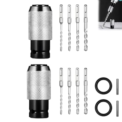 Rotary Hammer Adapter with Impact Drill Bits Set, Electric Drill Converter with Alloy Steel Air Socket Adapter, Quick-Lock Squar