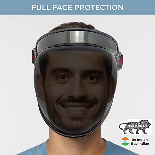 Image of Bubble Face Shield light-black transparent | Full Face Protection with adjustable band,Ideal for Adult Head Size, Unisex Helmet Visor(PACK OF 1, light black)