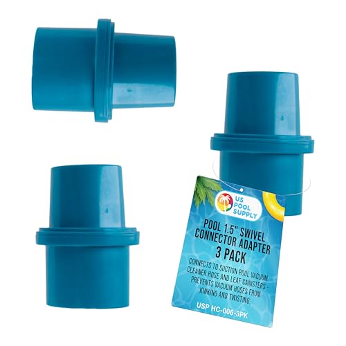 U.S. Pool Supply Pool 1.5" Swivel Connector Adapter, Pack of 3 - Connects to Suction Pool Vacuum Cleaner Hose and Leaf Canisters - Prevents Vacuum Hoses from Kinking and Twisting, Inground Fitting