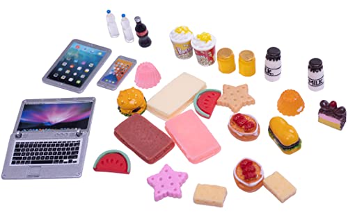 Togudot Dollhouse Laptop Tablet Miniature Phone Mini Food Toys Miniatures Furniture Accessories Diy Doll House Accessory Decoration Tiny Computer Cake Drink Bottles Hamburger Ornaments 1 12 Scale #TOP1