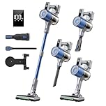 Aspirapolvere Senza Fili Potente 650W/58KPA/60Mins, Scopa Elettrica Senza Fili Anti-Groviglio LED Peli Animali, 2,3kg Ultraleggero, 2L Senza Sacco, Filtro HEPA,Pavimenti Duri e Tappeti (BLUE)
