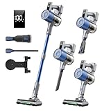 Aspirapolvere Senza Fili Potente 650W/58KPA/60Mins, Scopa Elettrica Senza Fili Anti-Groviglio LED Peli Animali, 2,3kg Ultraleggero, 2L Senza Sacco, Filtro HEPA,Pavimenti Duri e Tappeti (BLUE)