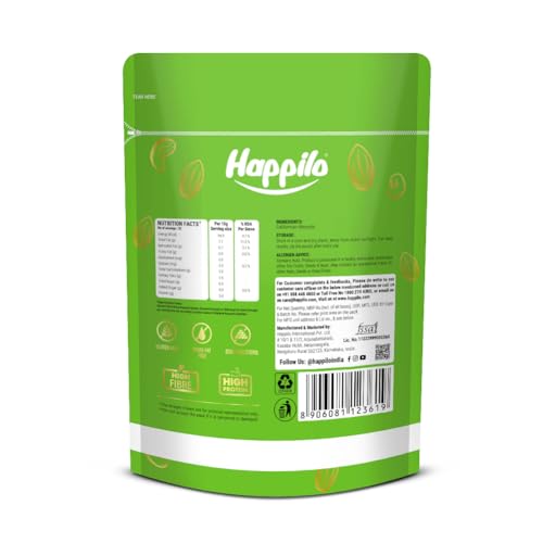 Image of Happilo 100% Natural Premium California Dried Almonds 500g Pack Pouch | Premium Badam Giri | High in Fiber & Boost Immunity | Real Nuts | Gluten Free (Pack of 2)