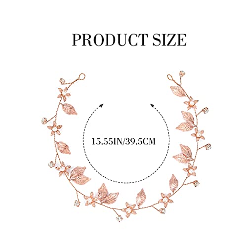 Yean Bride Wedding Hair Vine Headband Gold Leaf Bridal Accessories For Women (Gold) (Rose Gold) #TOP4