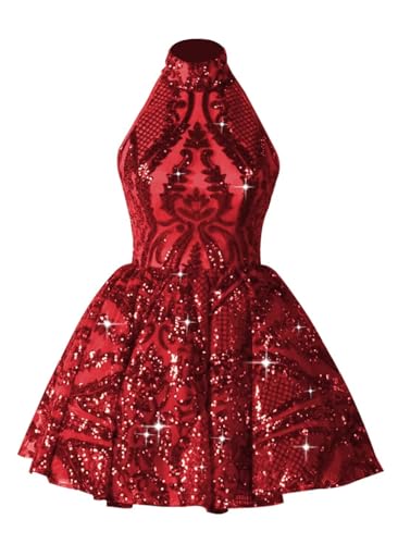 Halter Homecoming Dresses 2025 Sequin Short Prom Dresses Plus Size Lace Applique Cocktail Gowns