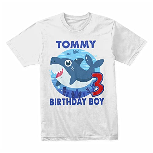 Personalized Shark Shirt for Toddler Boys Girls Baby Shark Custom T Shirts Birthday Shirt with any name age3