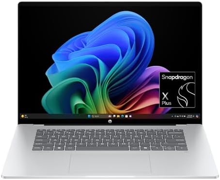 HP OmniBook 5 16 inch Next Gen AI PC, 2K Touchscreen, Snapdragon X Plus X1P-42-100, 16 GB RAM, 512 GB SSD, Qualcomm Adreno GPU, Windows 11 Home, Copilot+ PC, Glacier Silver, 16-fb0000nr