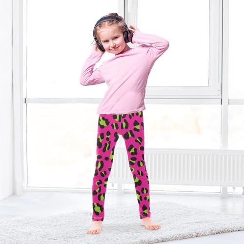 Leopard Green Girls Leggings,Workout Leggings for Girls Toddler Athletic Legging Size for 3-10T4