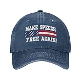 BATH BEES Trump Hat Make Speech Free Again Hat Women Dad Hats Graphic Caps Navy Blue