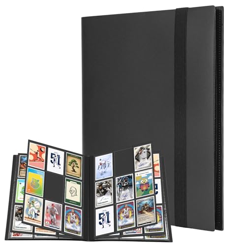 WISYOK Pokemon - Álbum de recortes de 360 tarjetas, álbum de 9 bolsillos con 20 páginas, encuadernación de Pokémon portátil, álbum de recortes para tarjetas de fútbol, fotocard, MTG, TCG (negro)