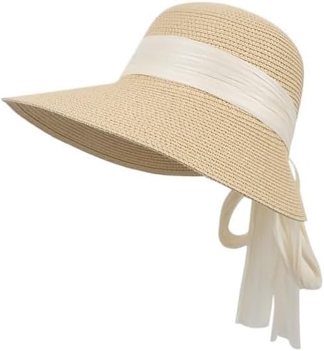 Beach Vacation Sun Protection Hats for Women Large Brim Seaside Ribbon