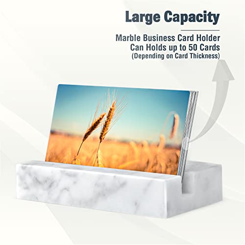 MaxGear White Carrara Marble Business Card Holder #TOP18