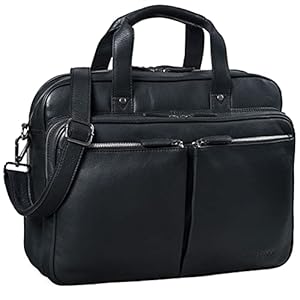 STILORD ‘Remus’ leren tas schoudertas leren aktetas groot 15,6 inch laptoptas afneembare schouderriem lerarentas, zwart