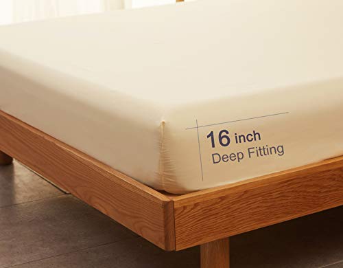 Sonoro Kate Bed Sheet Set Super Soft Microfiber 1800 Thread Count Luxury Egyptian Sheets 18-Inch Deep Pocket Wrinkle-4 Piece(King Ivory) #TOP5