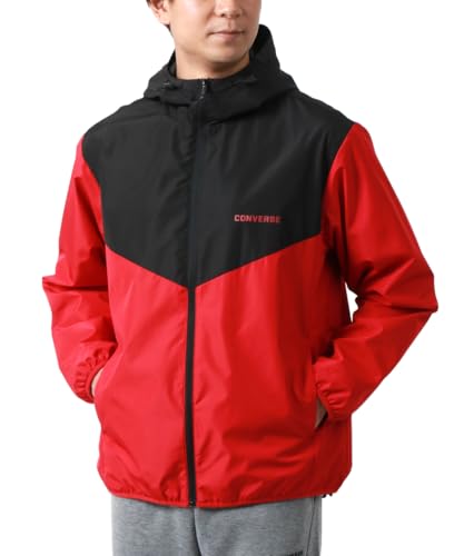 [Converse] [コンバース]マウンテンパーカー メンズ 秋 裏メッシュ 撥水 防風 UVカット ウインドブレーカー ブルゾン ジャンパー アウトドア キャンプ 登山 釣り レッド L