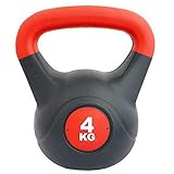 PESAS Y DISCOS Softee Equipment Kettlebell PVC RELLENAS DE Cemento - Peso 4KG - Color Rojo Y Negro