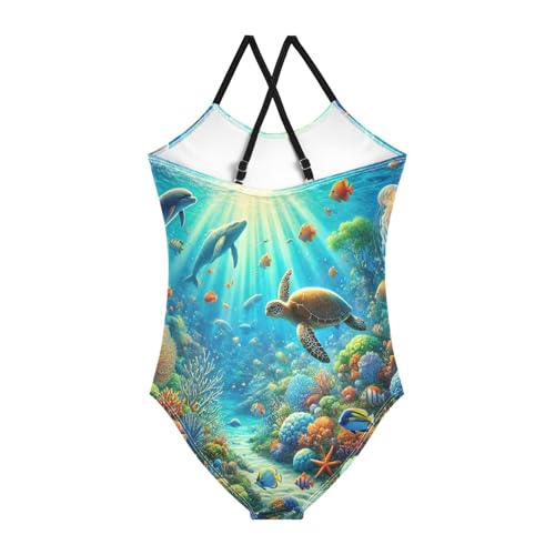 Underwater World Sealife Bathing Suits for Girls Swimsuit Summer Beach Swimwear One Piece Swimsuits2