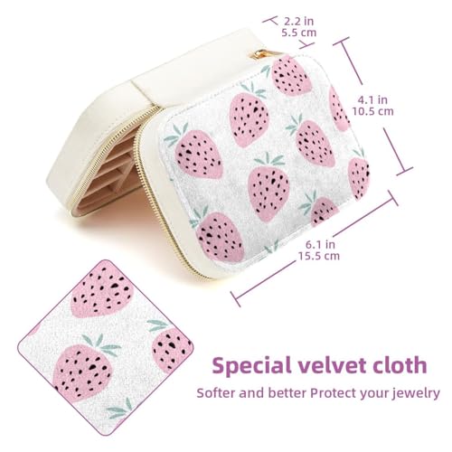 Boîte à bijoux de voyage en velours rose avec compartiments pour bagues - 6