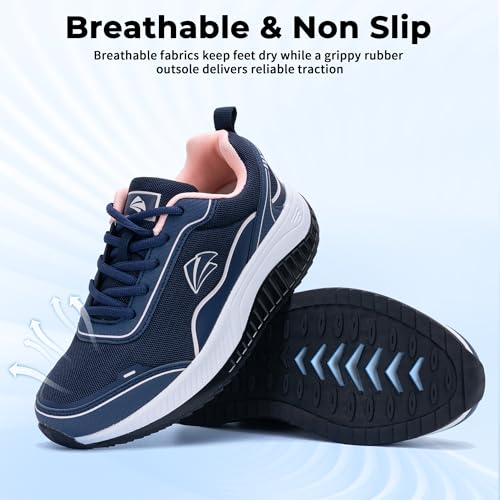 Image of Womens Walking Shoes with Arch Support Wide Orthotic Plantar Fasciitis Sneakers Athletic Tennis Shoes