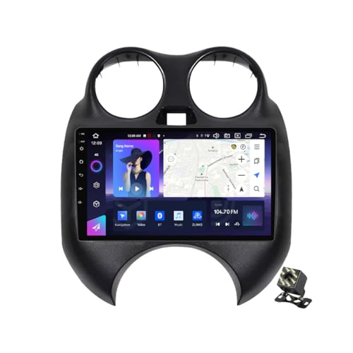 OAUSZC Android 13 Radio Coche Estéreo para Nissan March 2010-2013 Autoradio Navegación GPS 9' Pantalla Soporte WiFi 4G Bluetooth FM RDS DSP Mandos Volante Dab+Cámara Trasera,Nf4/4+64g
