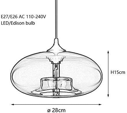OZZKI Hanglamp E27/E26 for Keuken Restaurant Hotel Cafe Bar Nordic Moderne Opknoping Loft Glazen Plafond Hanglamp Industriële Decor Verlichting armaturen Lamp Inbouwarmatuur (Color : Smoke gray) photo 3
