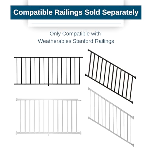 Image of Weatherables Stanford Railing Brackets - Aluminum Outdoor Stair Railing Brackets, Made with Durable & Low-Maintenance Black Textured Powder-Coat Finish