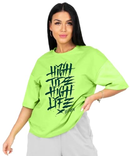 Image of LEOTUDE Women Cottonblend Oversized Baggy Fit Half Sleeve Round Neck Multicolor Combo T-Shirt for Women & Girls (Pack of 3)