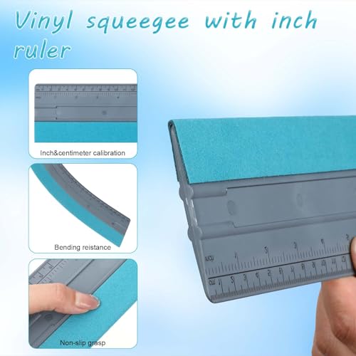 Image of Felt Squeegee, 1Pcs 12 Inch Vinyl Squeegee Tool Wallpaper Tools Window Tint Squeegees, Universal with 30CM Scale Ruler for Car Wallpaper Wrapping Smoothing Window Tint Film (Grey)