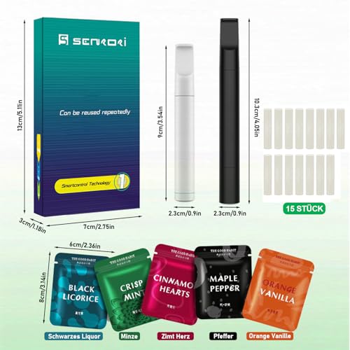 DRADERCH Rauchentwöhnung Hilfsmittel, Geschmacksfilter Set, 2 Kunststoff Atemsticks mit 15 Geschmack Filter in (5 Sorten), Rauchen Aufhören mit Echtem Widerstand, Rauchfrei, für Damen & Herren