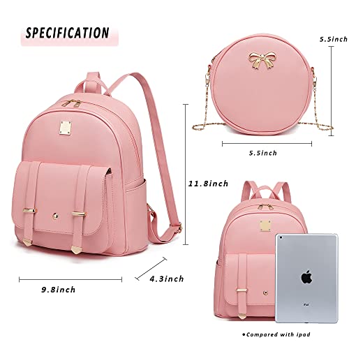 Image of MACCINELO Cute Leather Mini Backpack Purse for Women Bowknot Small Backpack for Girls gift Rucksack Ladies Shoulder Bag 3pcs