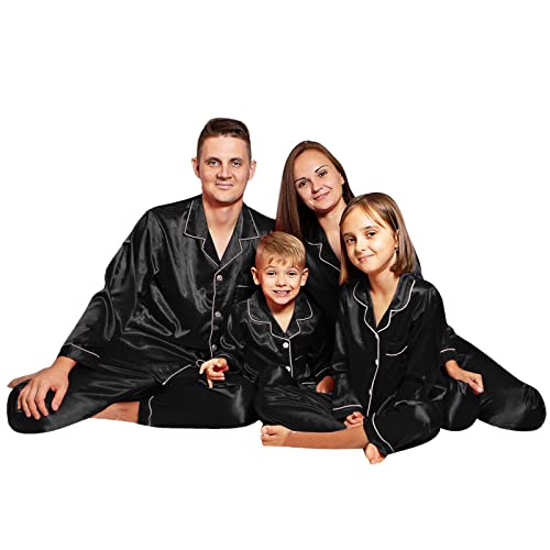 Christmas Pajamas Family Silk Satin Button Down Sleepwear Xmas Pjs Matching Sets Holiday Comfy Loungewear Men Women4