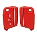 Produktbild kwmobile Autoschlüssel Silikon Hülle kompatibel mit VW Golf 7 MK7 3-Tasten Autoschlüssel - Schlüsselhülle - in Rot Weiß