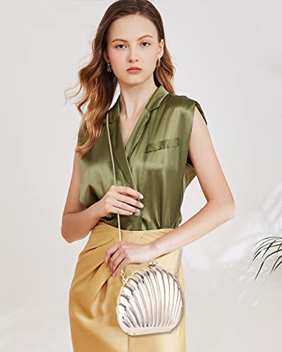 Women Evening Bag Acrylic Clutch Purse Shell Shape Shoulder Cross-body Chain Box Bag2