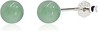 Vista 1 de Aretes de jade, aretes de jade verde para mujer, aretes de plata de ley 925 para orejas sensibles, joyería de jade para mujeres y hombres Plateado