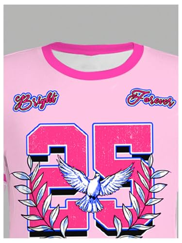 Girl's Graphic Jersey Dresses Short Sleeve Crewneck Sports Mini Tshirt Dress4