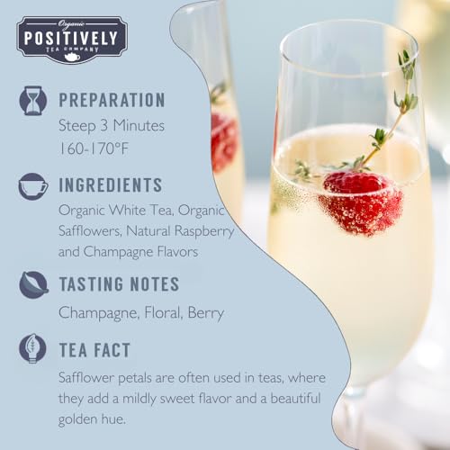 Image of Organic Positively Tea Company, White Champagne Raspberry White Tea, Loose Leaf, 16 Ounce