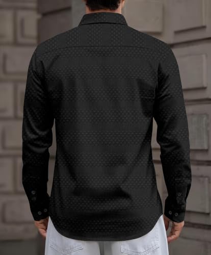 Image of The Kab's Men Casual Shirt | Textured Cotton Fabric Regular Fit Shirts for Men Stylish | Full Sleeve Shirt for Man | Comfortable Breathable Fabric | Perfect for Casual Office and Outing Wear