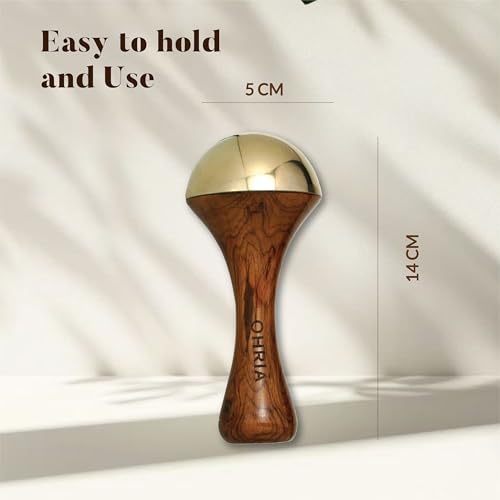 Image of Ohria Ayurveda Kansa Foot Massage Wand | Traditional Ayurvedic Foot Massager with Teakwood Handle & Kansa Cap for Deep Relaxation| Premium Kansya Wand| Soothes Tired Feet| For blood circulation & Stress Relief - 1 Piece