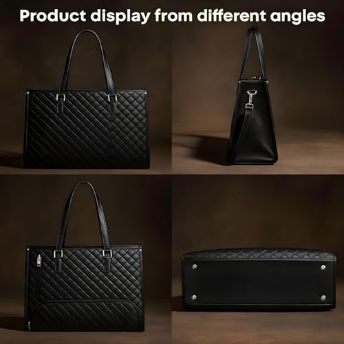 Image of Glamify Tote Bag for Women, Stylish Ladies Tote Bag 2-in-1 with Lunch Compartment & Purse Combo | Leak-Proof Laptop Handbag for Office, College, Travel & Daily Use (Black) | Polyester+Peva, Lining Material, Insulated, Water Resistant, Multifunction, 3 in 1 Use