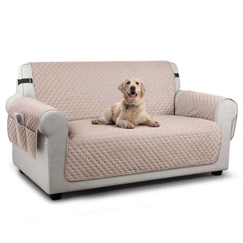 Image of TAOCOCO Sofa Protectors 2 Seater,Slipcover for Sofa,Sofa Cover for Pets,Sofa Slipcovers for Kids with Elastic Strap,Washable Sofa Cover Protect for Pets(Khaki)