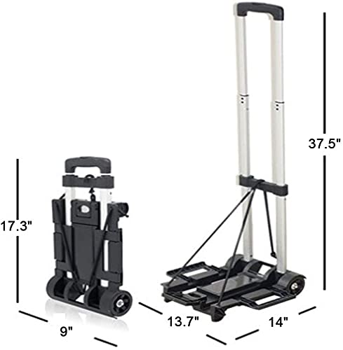 Mshop Small Plastic Folding Luggage Cart With 2 Wheels Lightweight Folding Shopping Trolley Mini Luggage Hand Truck For Travel, Moving And Office Use Trolley (Lc-01),Black, #TOP5