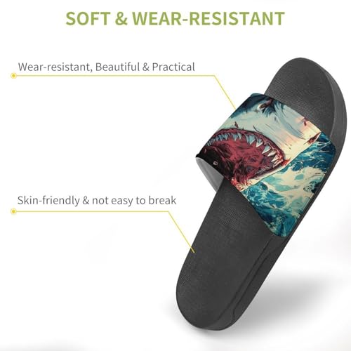 Abyss Shark Waves Ocean Men's Bathroom Slippers Shower Indoor Home Beach Outdoor Shoes for Women3