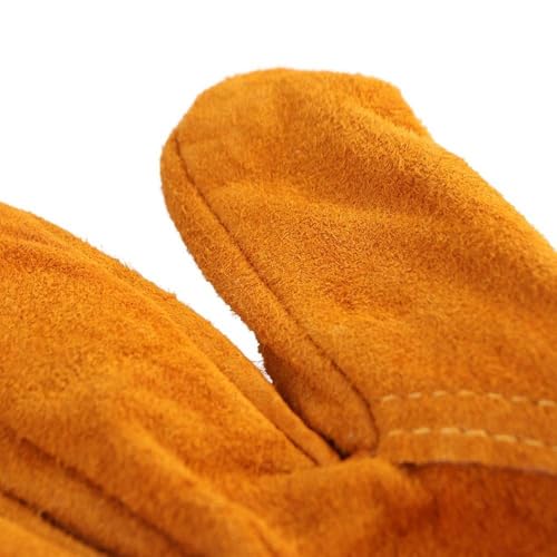 Image of Wire Scratch Brush 1 Pair Welding Gloves,Wire Brushes for Cleaning with Silicone Handle + Heat & Wear Resistant Lined Leather Gloves, for Weld /BBQ /Gardening