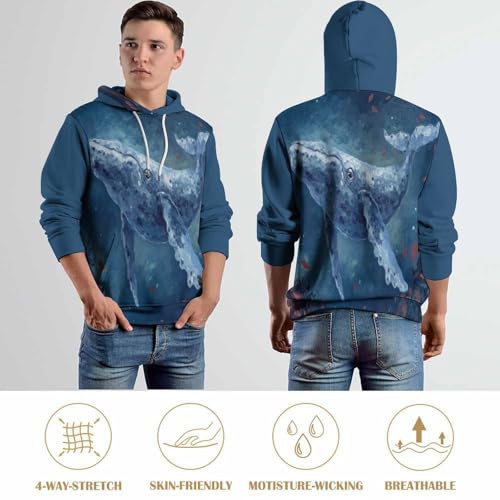 Pullover baleine impression 3D aquarelle à fermeture éclair et haute définition - 5