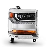 AKKON - Fits 2016-2019 Chevy Silverado 1500 [HID/Xenon Type] Projector Chrome Headlights with LED Parking Lamp Passenger Right
