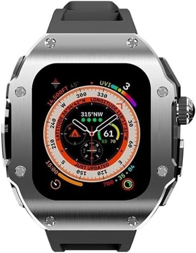 Bracelet de montre caoutchouc 49 mm et boîtier acier de luxe