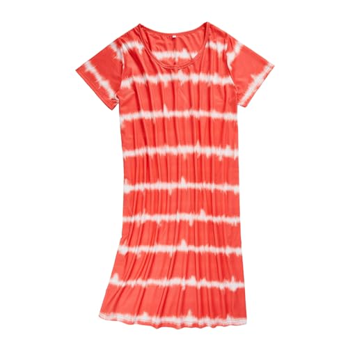 Image of American Trends Nightgowns for Women Cotton Night Shirts Short Sleeve Knee-Length, Sleep Shirts Summer Pajamas Sleepwear